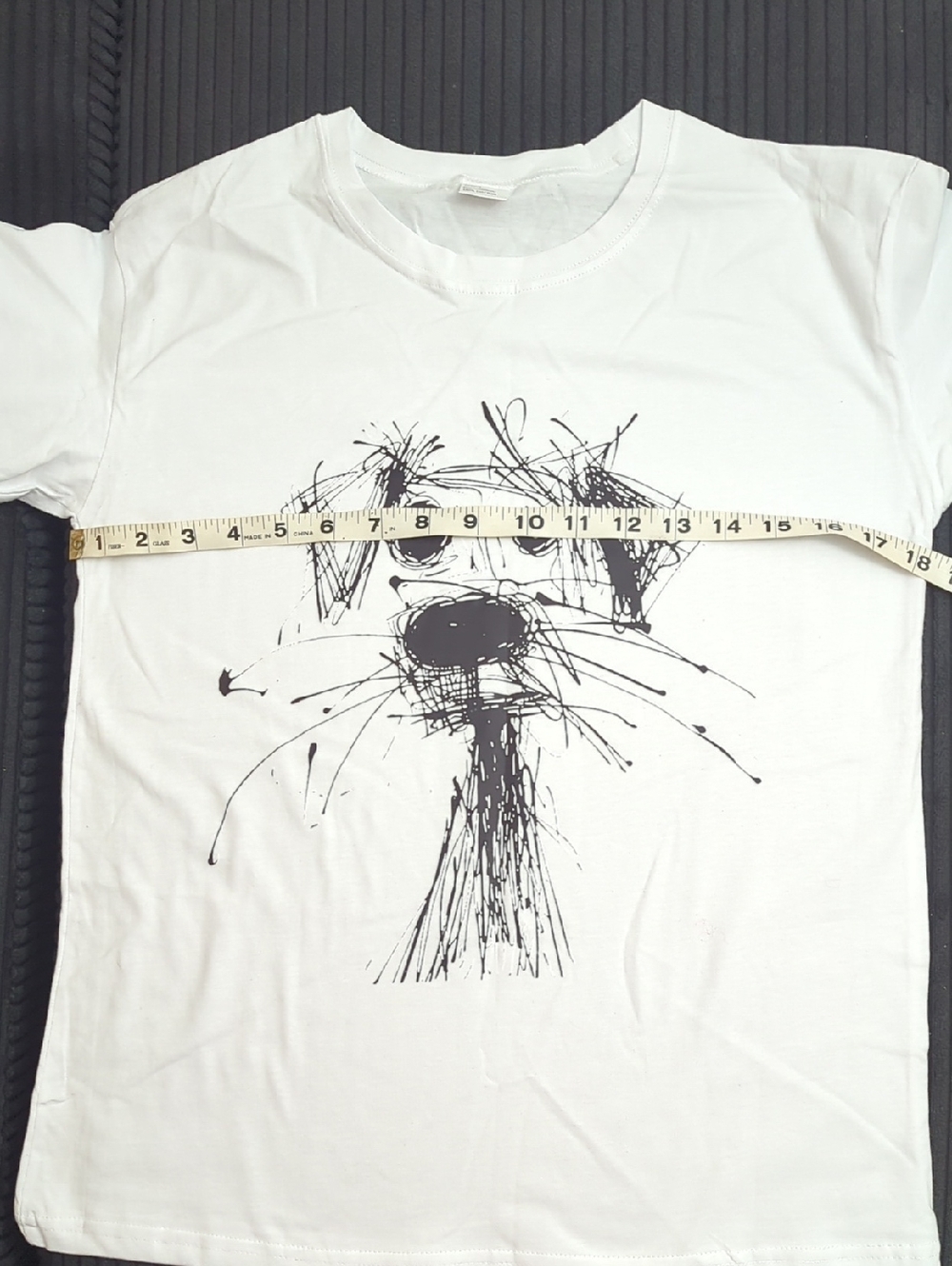 NWOT White Dog Sketch T-Shirt - Size L - Picture 3 of 5